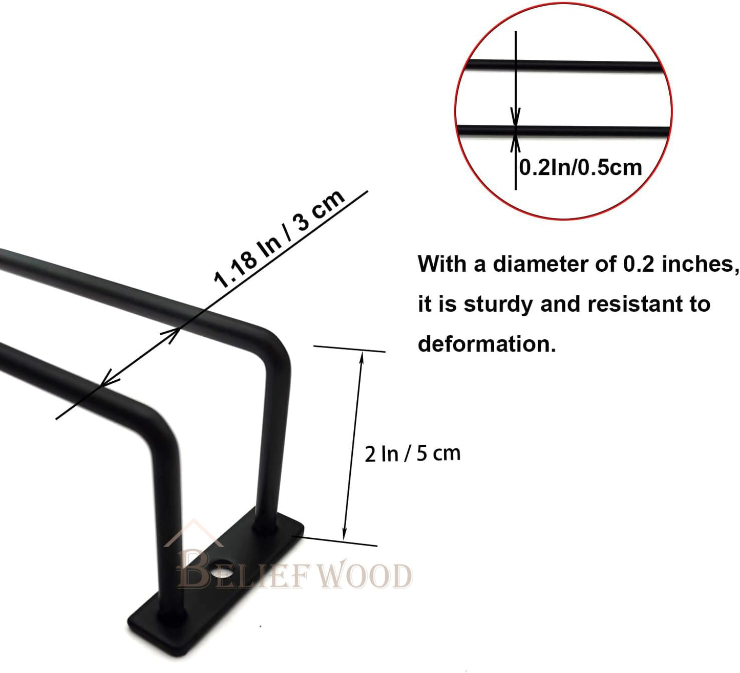 Modern Wine Glass Rack Under Cabinet Black, Metal Wine Glass Holder, Stemware Rack Under Shelf, Wine Glasses Storage Hanger, 35.5cm (Set of 2) (2)