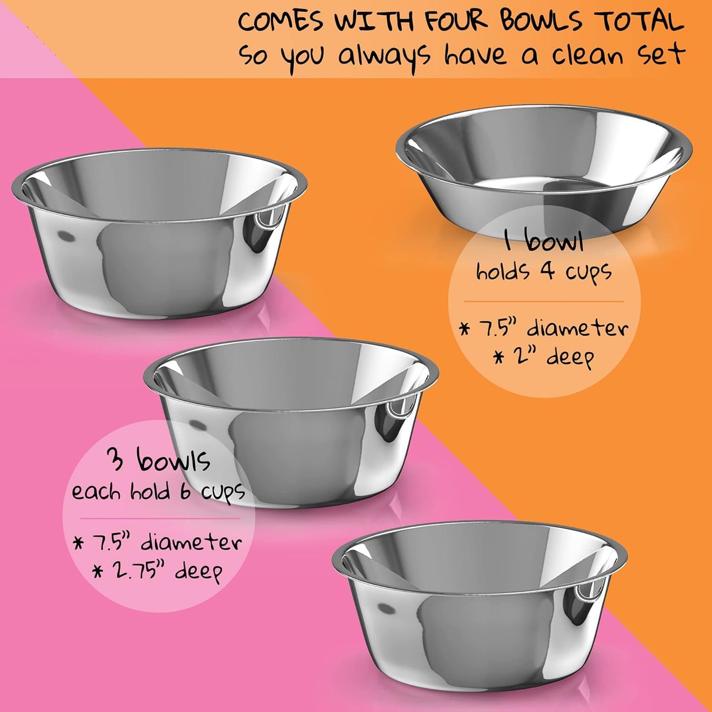 Elevated Dog Bowl Stand with Stainless Steel Bowls, 17.8 cm Height, Double Bowl Feeder, Black (Black)
