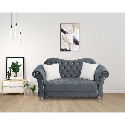 Luxury Chesterfield Velvet 2-Piece Sofa Set – Tufted 3-Seater Couch & Loveseat with Nailhead Trim 5 Seater Sofa set