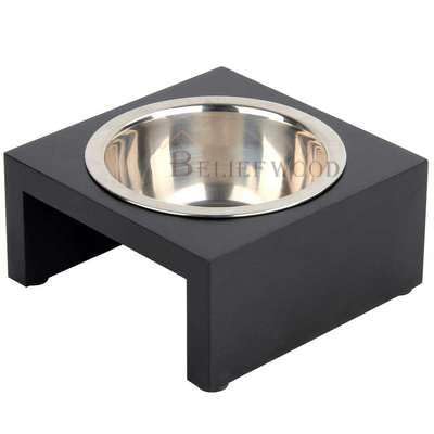 Modern Elevate Dog Bowl Stand Beautiful Raised Pet Feeder Bowl Stand for Providing Food and Water to Beloved for Small Breed Dog Puppies&Cats (Black)