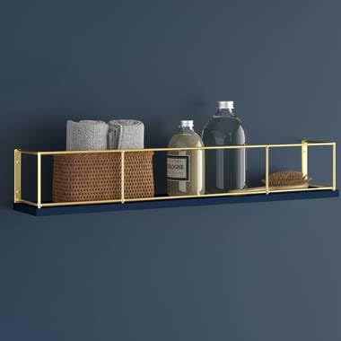 Floating Wall Shelf: Modern and Versatile Storage Solution Bathroon Rack Adjustable Wall Shelf: Customize Your Storage Space (Golden Blue)