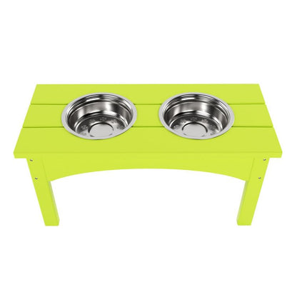 Double Elevated Feeder Wooden Large Dog Food Dinner pet Stand Cat Feeder Stand with 2 Stainless Steel Small Bowls & Wooden Stand Made by Handmade (Yellow)