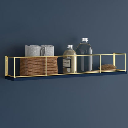 Floating Wall Shelf: Modern and Versatile Storage Solution Bathroon Rack Adjustable Wall Shelf: Customize Your Storage Space (Golden Blue)