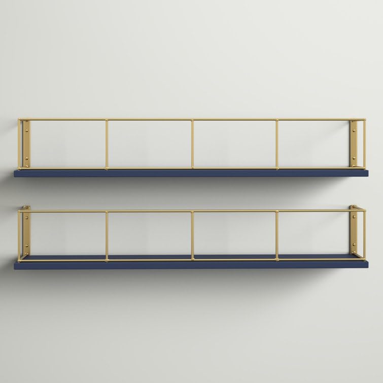 Floating Wall Shelf: Modern and Versatile Storage Solution Bathroon Rack Adjustable Wall Shelf: Customize Your Storage Space (Golden Blue)