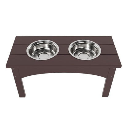 Double Elevated Feeder Wooden Large Dog Food Dinner pet Stand Cat Feeder Stand with 2 Stainless Steel Small Bowls & Wooden Stand Made by Handmade (Brown)