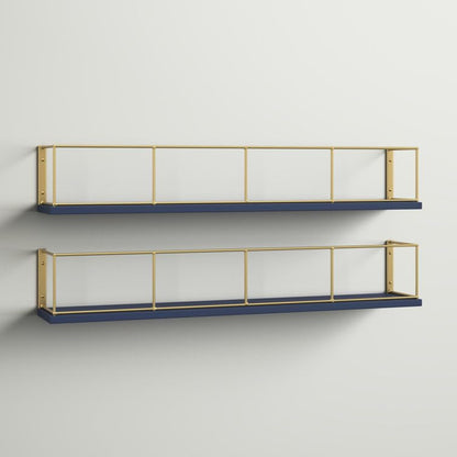 Floating Wall Shelf: Modern and Versatile Storage Solution Bathroon Rack Adjustable Wall Shelf: Customize Your Storage Space (Golden Blue)