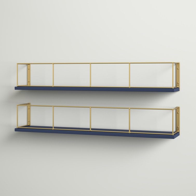Floating Wall Shelf: Modern and Versatile Storage Solution Bathroon Rack Adjustable Wall Shelf: Customize Your Storage Space (Golden Blue)