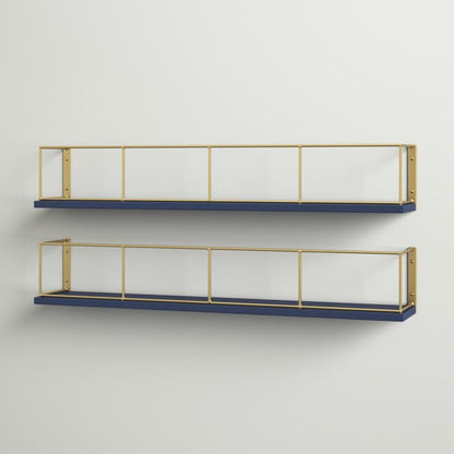 Floating Wall Shelf: Modern and Versatile Storage Solution Bathroon Rack Adjustable Wall Shelf: Customize Your Storage Space (Golden Blue)