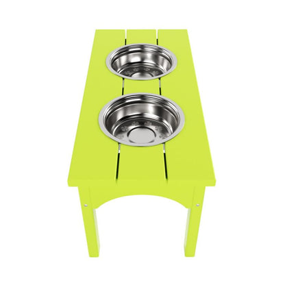 Double Elevated Feeder Wooden Large Dog Food Dinner pet Stand Cat Feeder Stand with 2 Stainless Steel Small Bowls & Wooden Stand Made by Handmade (Yellow)