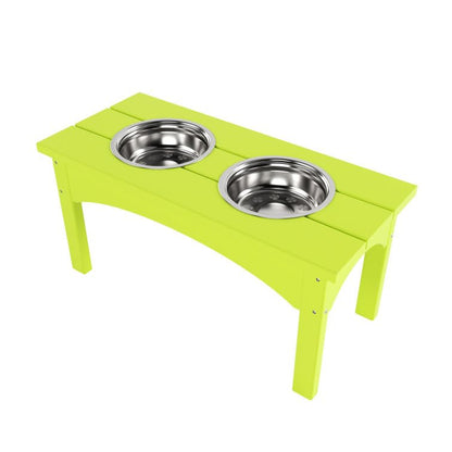 Double Elevated Feeder Wooden Large Dog Food Dinner pet Stand Cat Feeder Stand with 2 Stainless Steel Small Bowls & Wooden Stand Made by Handmade (Yellow)