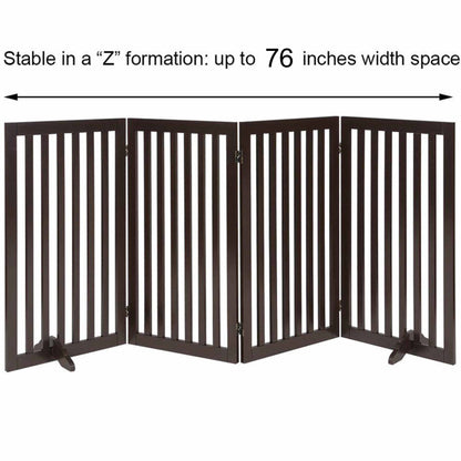 Modern Freestanding Foldable Pet Gate | Kids  &  Pets Safety Gate Partition | with a Pair of Support Feet Indoor Foldable Dog Fence for Stairs, Hallways or Doorways (4 Panel) (3 feet)