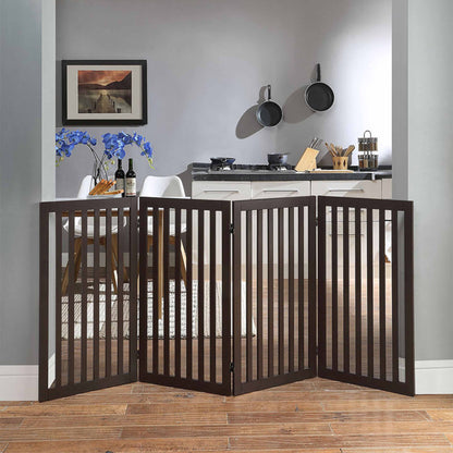 Modern Freestanding Foldable Pet Gate | Kids  &  Pets Safety Gate Partition | with a Pair of Support Feet Indoor Foldable Dog Fence for Stairs, Hallways or Doorways (4 Panel) (3 feet)