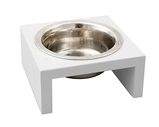 Modern Elevate Dog Bowl Stand Beautiful Raised Pet Feeder Bowl Stand for Providing Food and Water to Beloved for Small Breed Dog Puppies&Cats (White)