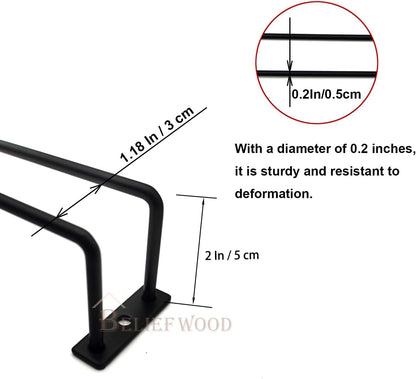 Modern Wine Glass Rack Under Cabinet Black, Metal Wine Glass Holder, Stemware Rack Under Shelf, Wine Glasses Storage Hanger, 35.5cm (Set of 2) (2)
