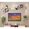 Wooden Hexagon Floating Wall Mounted Shelves Honeycomb Shelves Set of 6 Shelf for Wall Decor White Decorative Wall Shelves Living Room Bathroom Kitchen Office (Black & White)