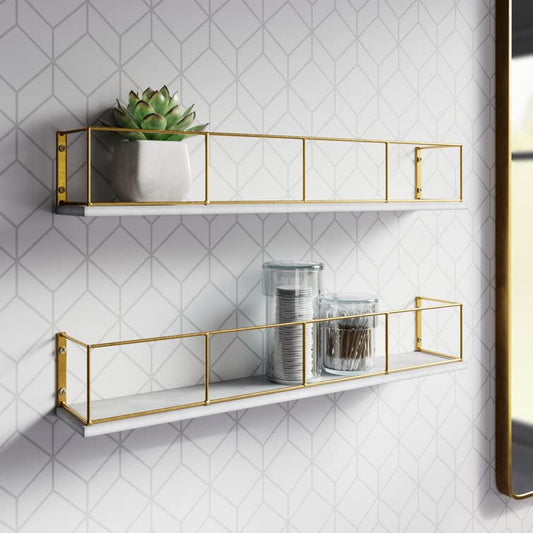 Floating Wall Shelf: Modern and Versatile Storage Solution Bathroon Rack Adjustable Wall Shelf: Customize Your Storage Space (Golden White) Visit the BELIEF WOOD Store