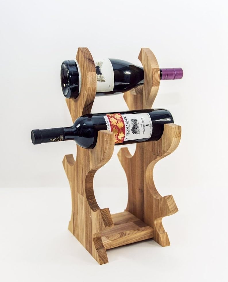 Belief Wooden Tabletop Wine Bottle Rack - Elegant Countertop Storage for Bottles, Durable Wine Bottle Holder Stand, Perfect for Home & Kitchen Decor