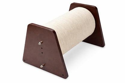 Cat Scratch Roller with Wooden Stand, Sisal Rope Scratching Post, Dark Walnut Brown, Floor Standing