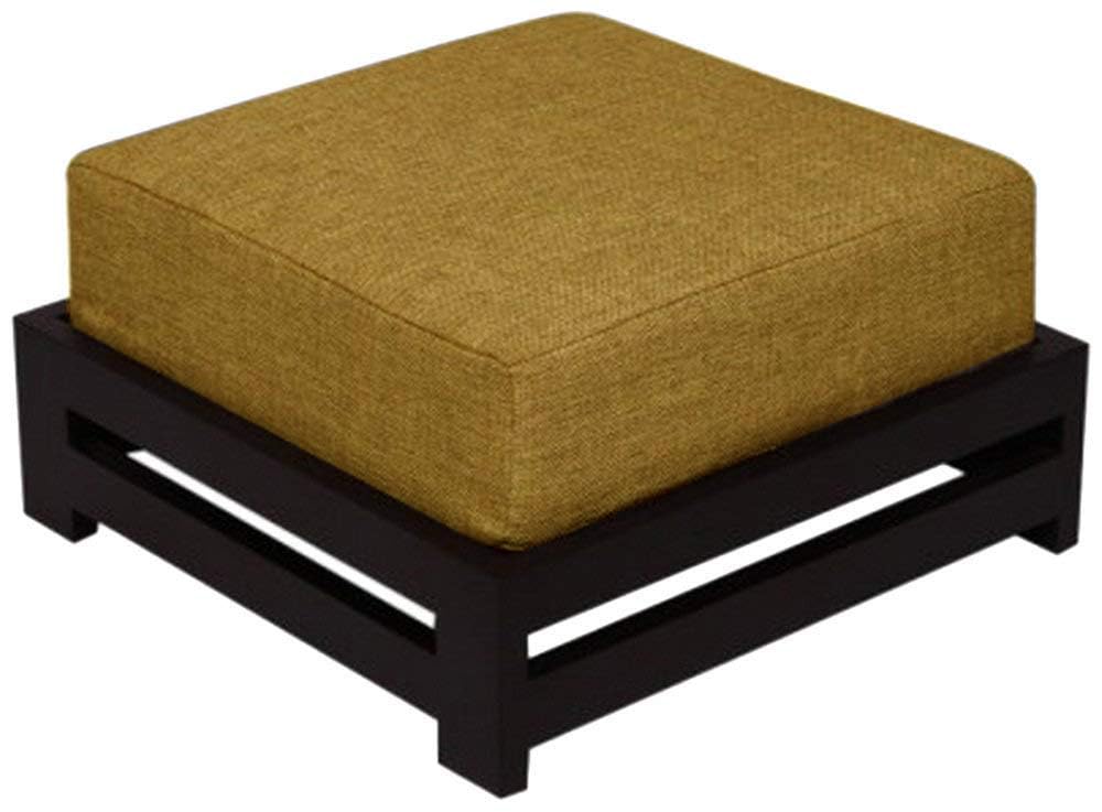 Wooden Stool For Kitchen | Low Height Ottoman Stool With Cushion For Living Room | Sheesham Wood, Warm Chestnut, 38 Centimeters, Bloom Beauty, Brown