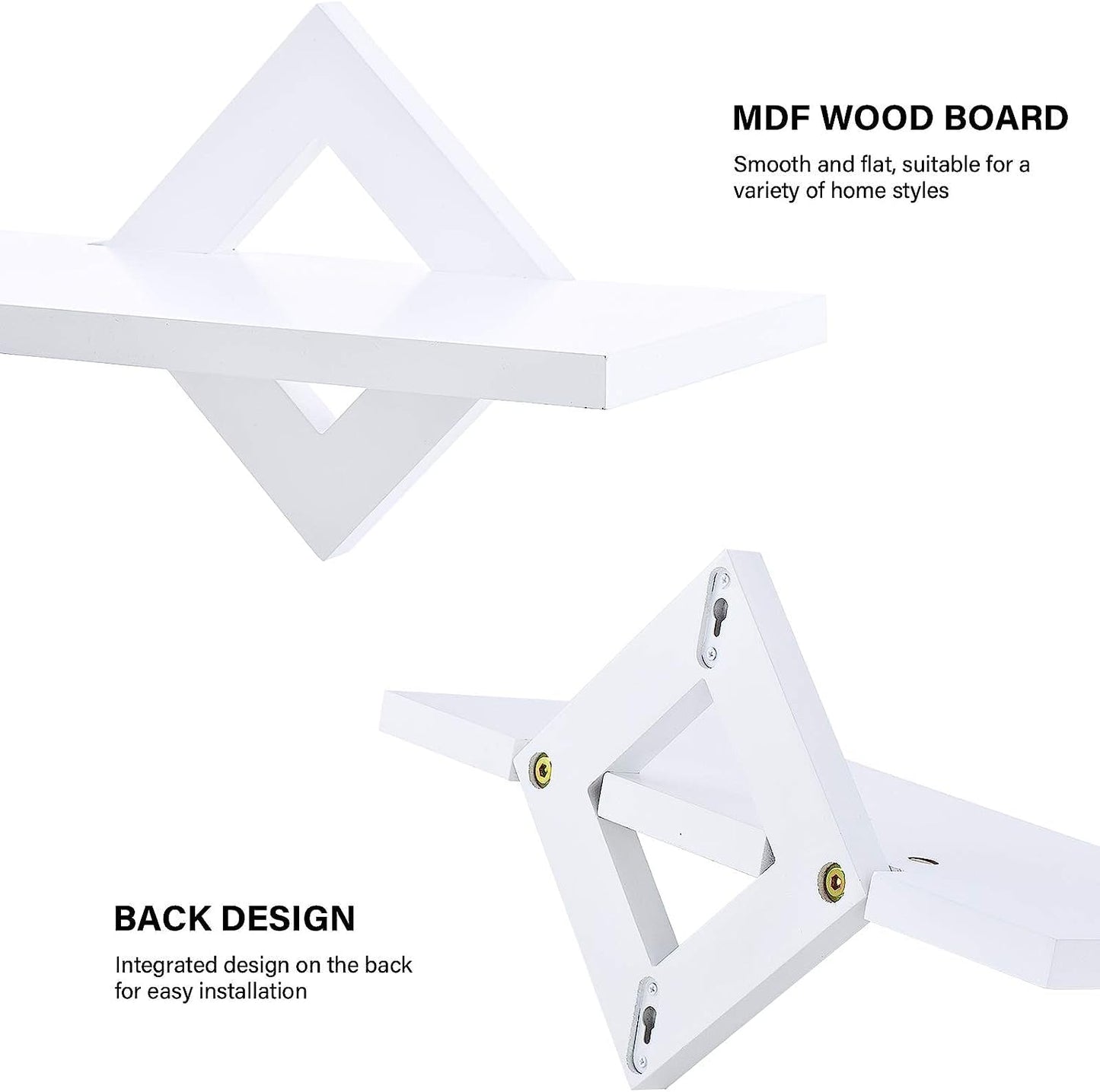 White Floating Shelf, 3 Sets of White Wall-Mounted Shelves, Modern Home Decoration Storage Shelf, with Invisible Accessories, Bedroom, Office, Living Room, Kitchen, etc