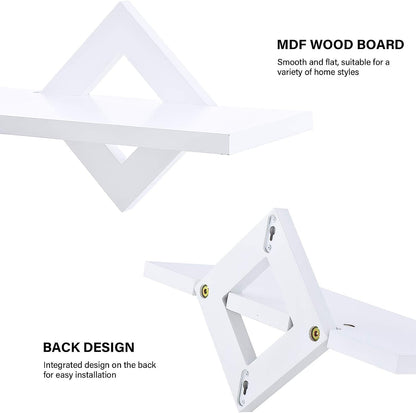 White Floating Shelf, 3 Sets of White Wall-Mounted Shelves, Modern Home Decoration Storage Shelf, with Invisible Accessories, Bedroom, Office, Living Room, Kitchen, etc