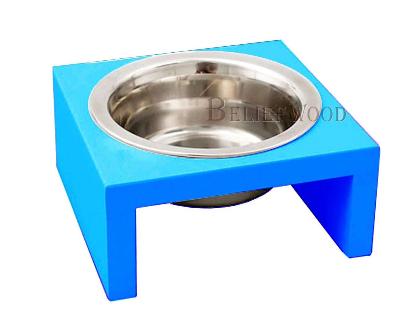 Modern Elevate Dog Bowl Stand Beautiful Raised Pet Feeder Bowl Stand for Providing Food and Water to Beloved for Small Breed Dog Puppies&Cats (Blue),Wood