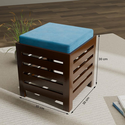 Cushion Wooden StoolHandcrafted Wooden Stool with Fabric Cushion | Durable Office & Home Furniture | Multipurpose Use (Brown & Black)