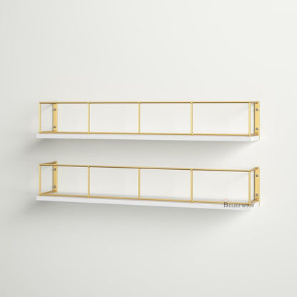 Floating Wall Shelf: Modern and Versatile Storage Solution Bathroon Rack Adjustable Wall Shelf: Customize Your Storage Space (Golden White) Visit the BELIEF WOOD Store