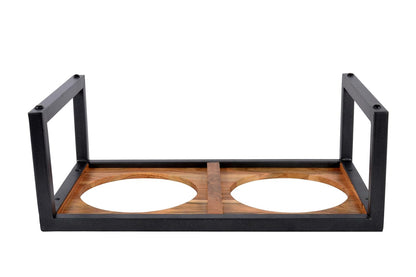 Joy Pet Feeder, Natural Acacia Wood Feeders Stand, Elevated Dog Bowls 2500 ml, Food Water Diner, Durable Double Bowl Feeding Stands for Dogs - Large (55x33x27cm)