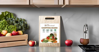 Belief Wood Anti-Bacterial Single Solid Block Mango Wood Chopping Board/Wood Cutting Board Multi-Purpose & Perfect Kitchen Gift for Home Cooks (12x8 Inches, Medium)