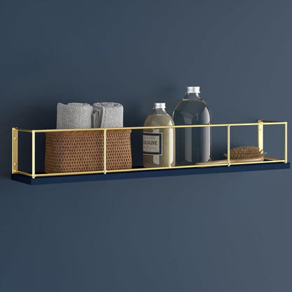 Floating Wall Shelf: Modern and Versatile Storage Solution Bathroon Rack Adjustable Wall Shelf: Customize Your Storage Space (Golden Blue)