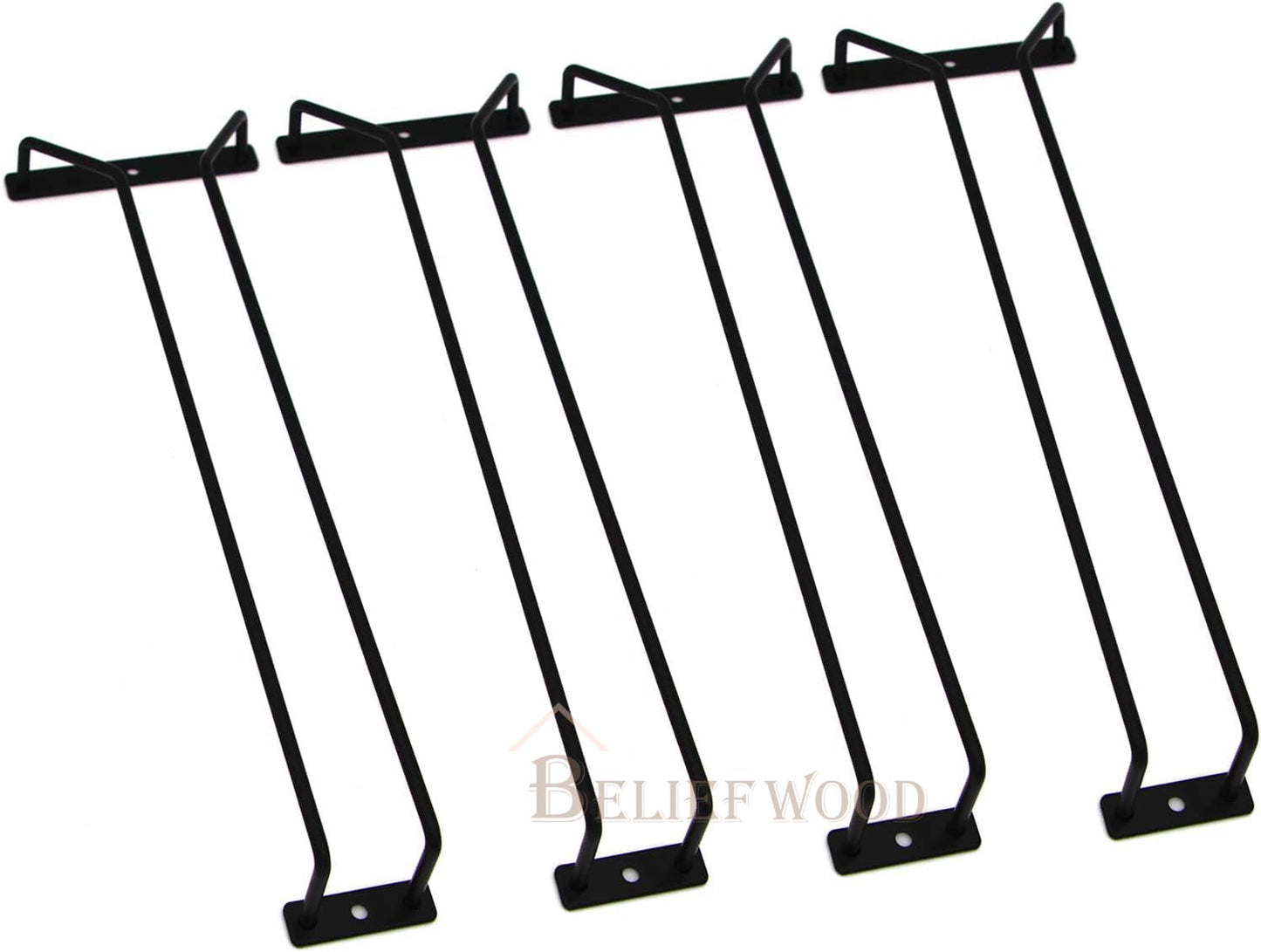 Modern Wine Glass Rack Under Cabinet Black, Metal Wine Glass Holder, Stemware Rack Under Shelf, Wine Glasses Storage Hanger, 35.5cm (Set of 2) (2)