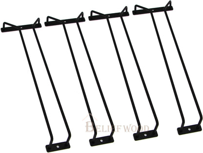 Modern Wine Glass Rack Under Cabinet Black, Metal Wine Glass Holder, Stemware Rack Under Shelf, Wine Glasses Storage Hanger, 35.5cm (Set of 2) (2)