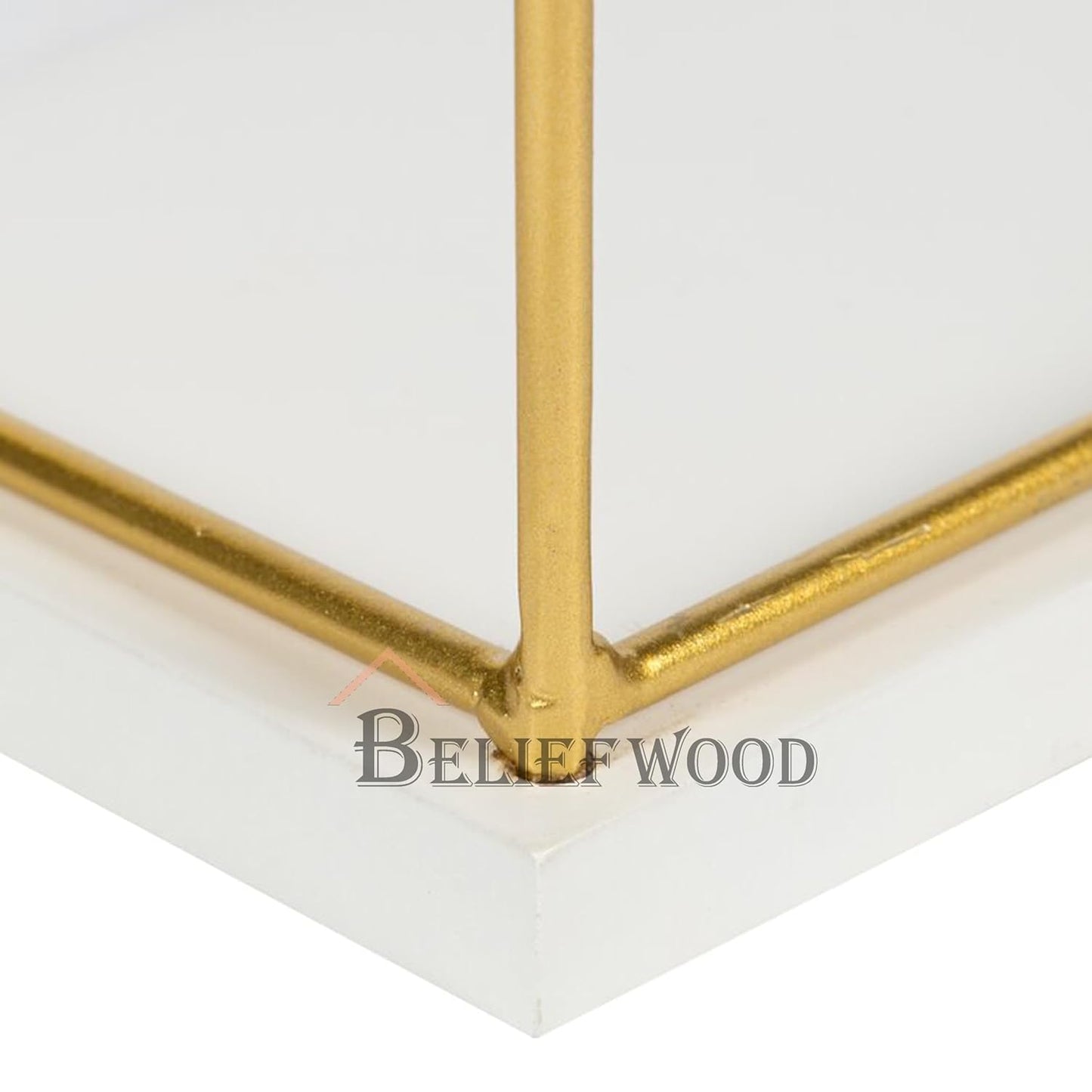 Floating Wall Shelf: Modern and Versatile Storage Solution Bathroon Rack Adjustable Wall Shelf: Customize Your Storage Space (Golden White) Visit the BELIEF WOOD Store
