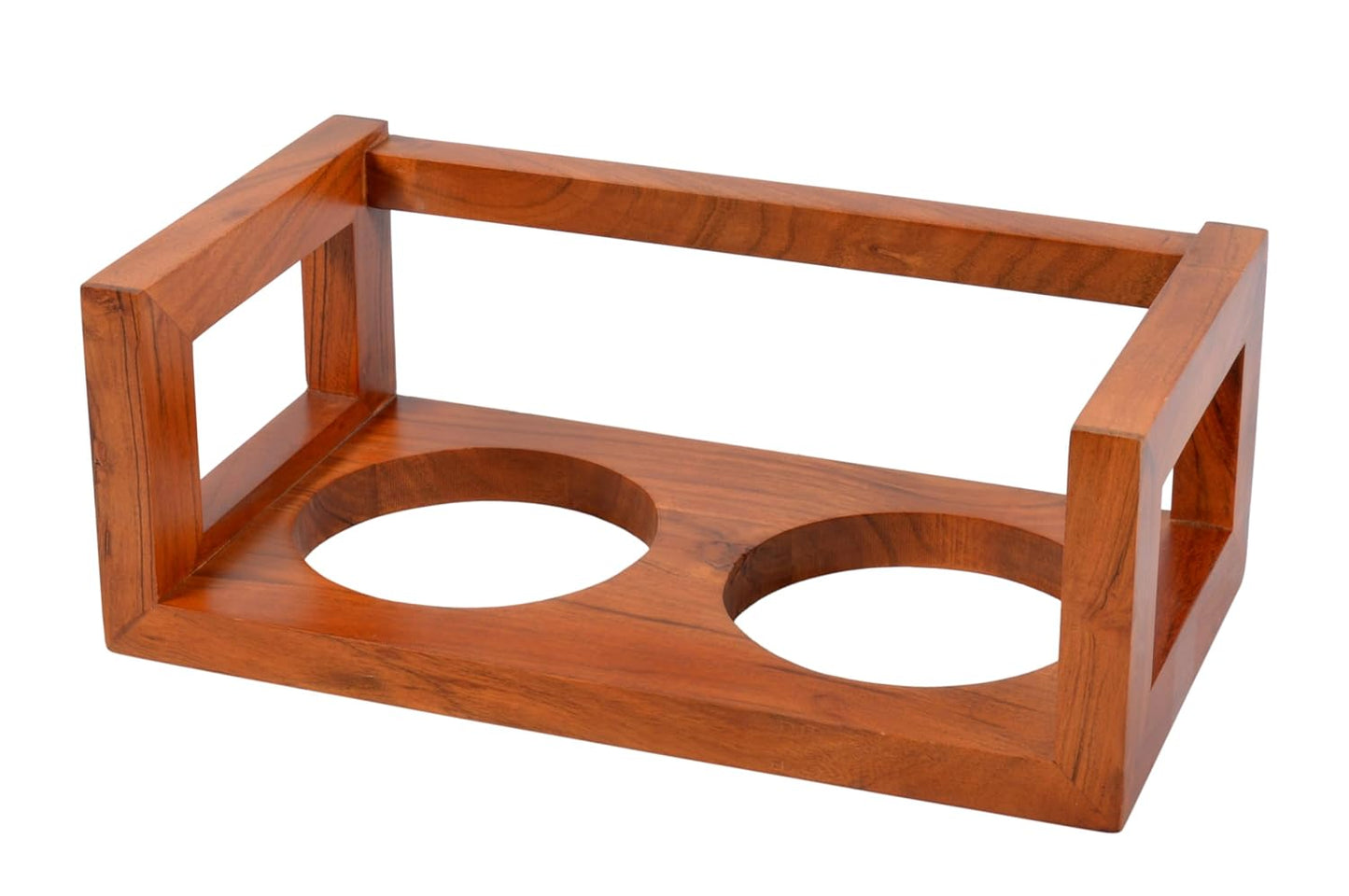 Luna Pet Feeder, Natural Acacia Wood Feeders Stand, Elevated Dog Bowls 750 ml, Food Water Diner, Durable Double Bowl Feeding Stands for Dogs - Medium (38 x 21 x 15 cm)