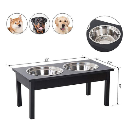 Elevated Dog Bowl Stand for Food and Water Dog Feeding Stand Pet Food and Water Bowls Large and Small Dogs Ideal for Better Digestion and Posture (Black)