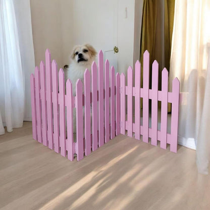 Portable Pet Safety Gate | Indoor Wooden Pet Barrier | Room Divider for Pets and Baby | Dog Fence partition for Living Room Bedroom (Pink, Standard) (Pink, Standard)