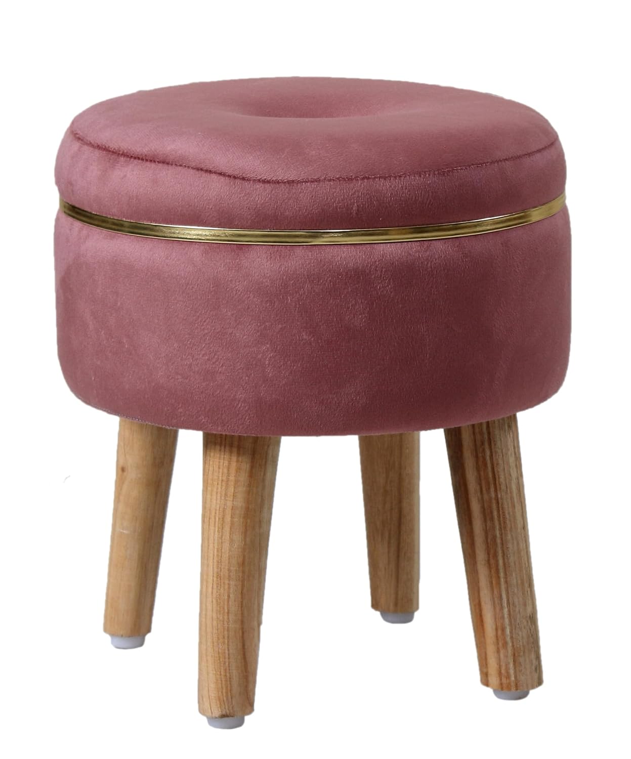 Ottoman Stool for Living Room Foot Rest | Velvet Small Ottoman Foot Stool | Solid Wood Legs | Footstool Puffy for Home, Bedroom & Makeup Table | 30 x 30 cm (12 x 12 Inch) | Gajri