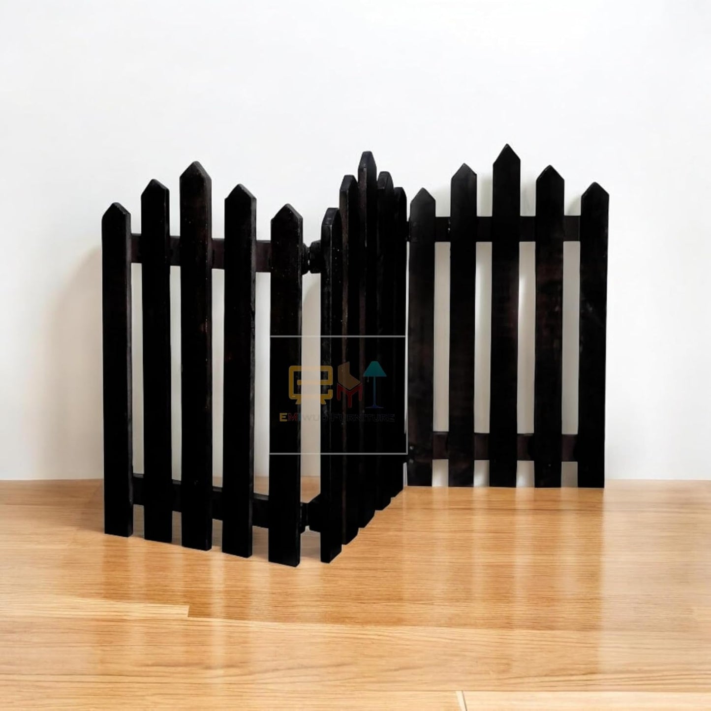 Portable Pet Safety Gate | Indoor Wooden Pet Barrier | Room Divider for Pets and Baby | Dog Fence partition for Living Room Bedroom (Black, Standard)