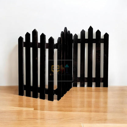 Portable Pet Safety Gate | Indoor Wooden Pet Barrier | Room Divider for Pets and Baby | Dog Fence partition for Living Room Bedroom (Black, Standard)