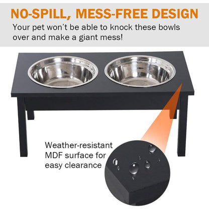 Elevated Dog Bowl Stand for Food and Water Dog Feeding Stand Pet Food and Water Bowls Large and Small Dogs Ideal for Better Digestion and Posture (Black)