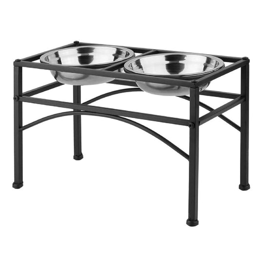 Pet Feeder For Dogs & Cats|Pets Food Bowl Elevated Dog Bowl Stand Stainless Steel Food And Water Bowls With Iron Stand (Large 2 Bowls),?47 cm,H_25 cm,W_25 cm
