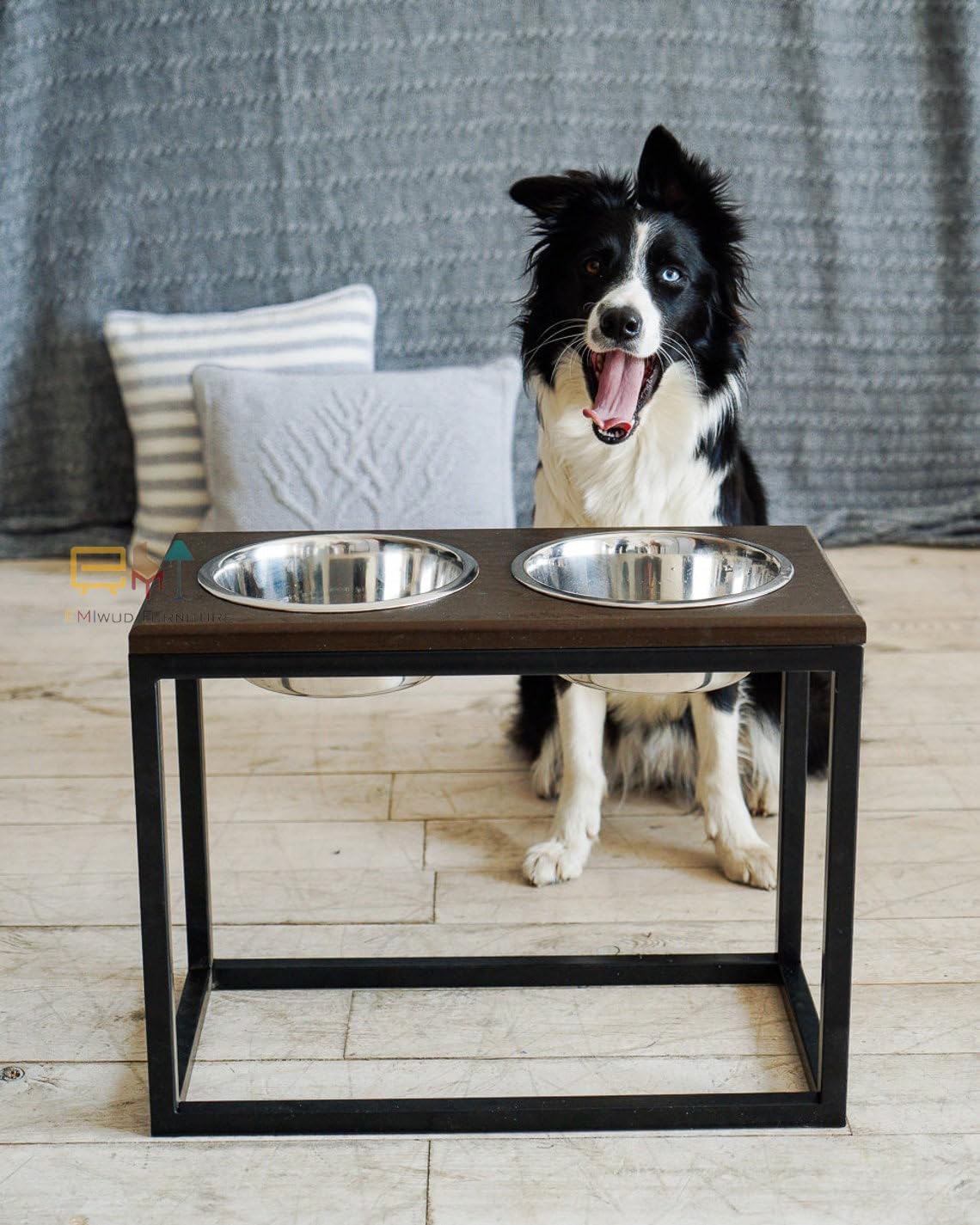 Wooden Large Dog pet Stand Modern & Elegant Bamboo Elevated Dog Bowls/Cat Bowls. Our Durable & Beautiful Raised Pet Feeder Bowl Stand Perfect for Smaller Pets (Black & Brown)