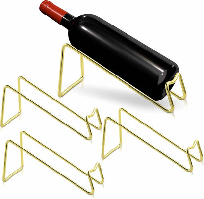 Modern Countertop Wine Rack – 4 Bottle Capacity, Gold Finish, Freestanding Tabletop Storage Organizer for Kitchen, Bar, Pantry, No Assembly Required (4, Golden)