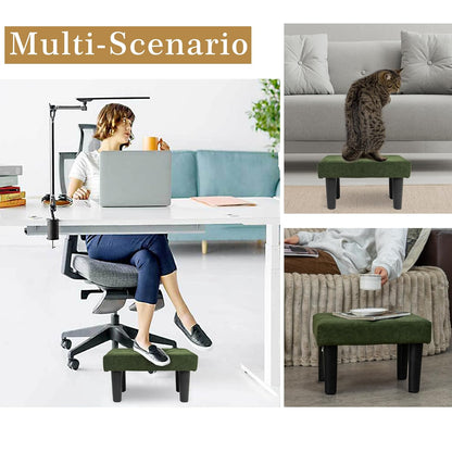 Ottoman Foot Rest, Suede Small Ottoman Foot Stool with Legs Modern Footstool Ottomans for Living Room Entryway Office, Green
