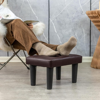 Ottoman Foot Rest, PVC Small Ottoman Foot Stool with Legs Modern Footstool Ottomans for Living Room Entryway Office, Brown