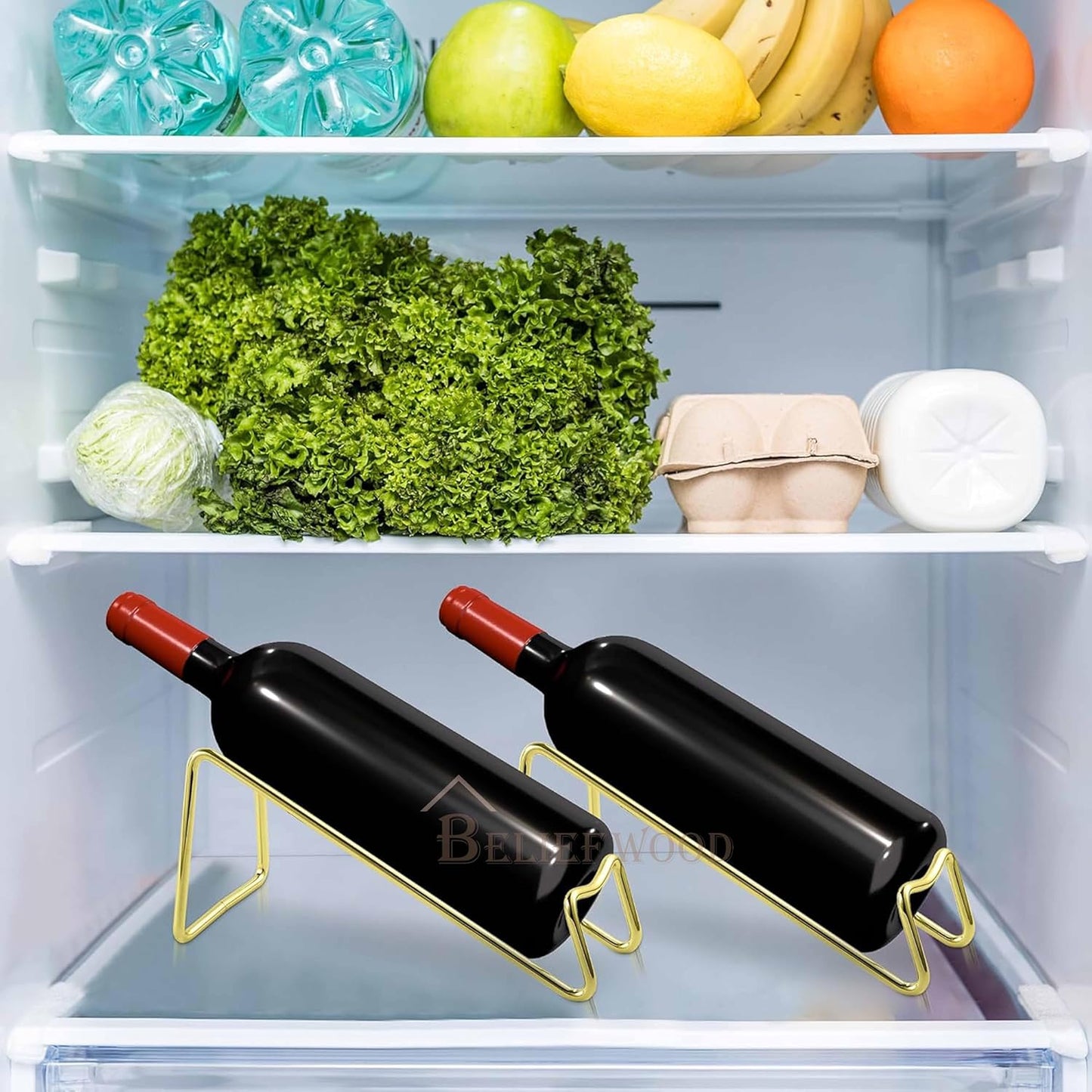 Modern Countertop Wine Rack – 4 Bottle Capacity, Gold Finish, Freestanding Tabletop Storage Organizer for Kitchen, Bar, Pantry, No Assembly Required (4, Golden)