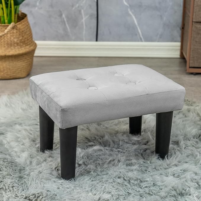 Ottoman Foot Rest, Velvet Small Ottoman Foot Stool with Legs Modern Footstool Ottomans for Living Room Entryway Office (Velvet-Grey)xperience