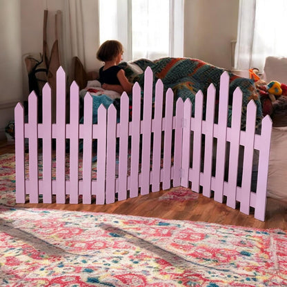 Portable Pet Safety Gate | Indoor Wooden Pet Barrier | Room Divider for Pets and Baby | Dog Fence partition for Living Room Bedroom (Pink, Standard) (Pink, Standard)