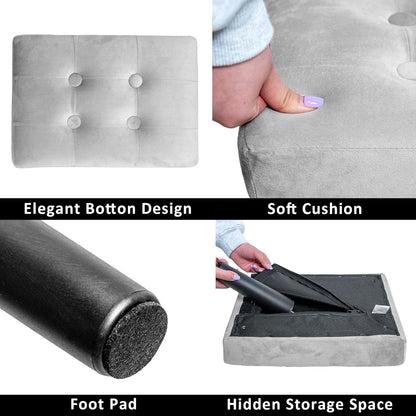 Ottoman Foot Rest, Velvet Small Ottoman Foot Stool with Legs Modern Footstool Ottomans for Living Room Entryway Office (Velvet-Grey)xperience